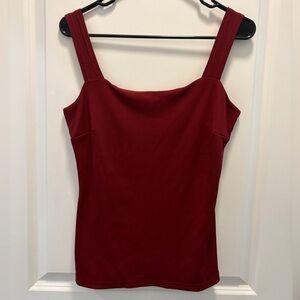 Sexy Low-Cut Square-Neck Tank-Top, Thick Strap, Solid Top, Burgundy